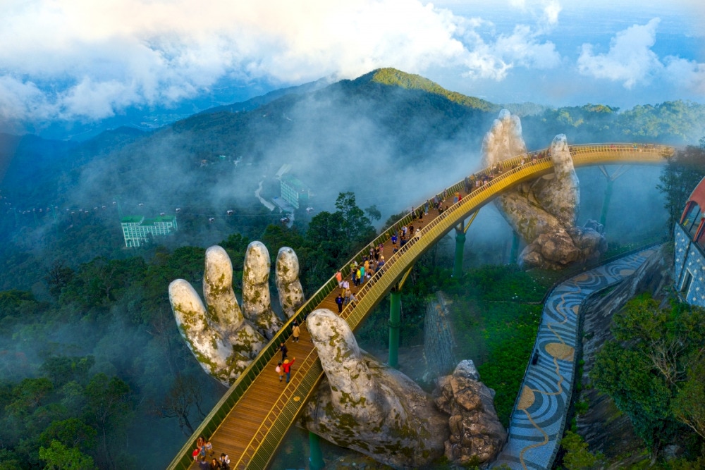From Golden Bridge, visitors can admire the majestic mountain views